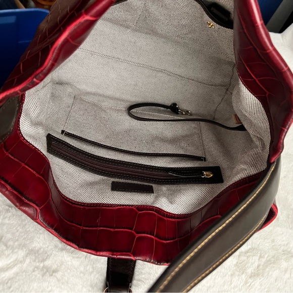 Red Dooney & Bourke Croco Leather Logo Lock Sack - Picture 8 of 10